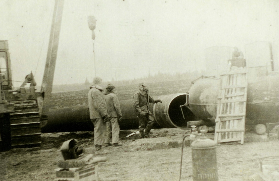 Строительство узла подключения Мышкинской газокомпрессорной станции (КС-18) газопровода «Сияние Севера», 1970 год